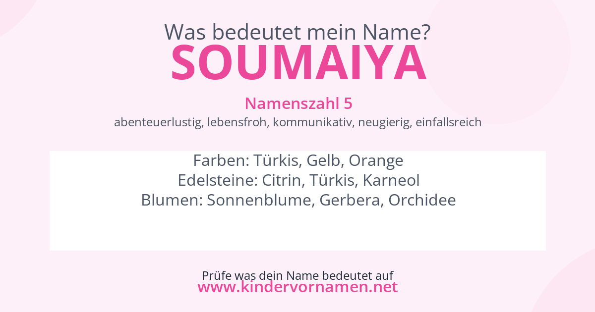 Was bedeutet der Name Soumaiya?
