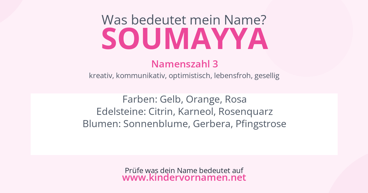 Was bedeutet der Name Soumayya?