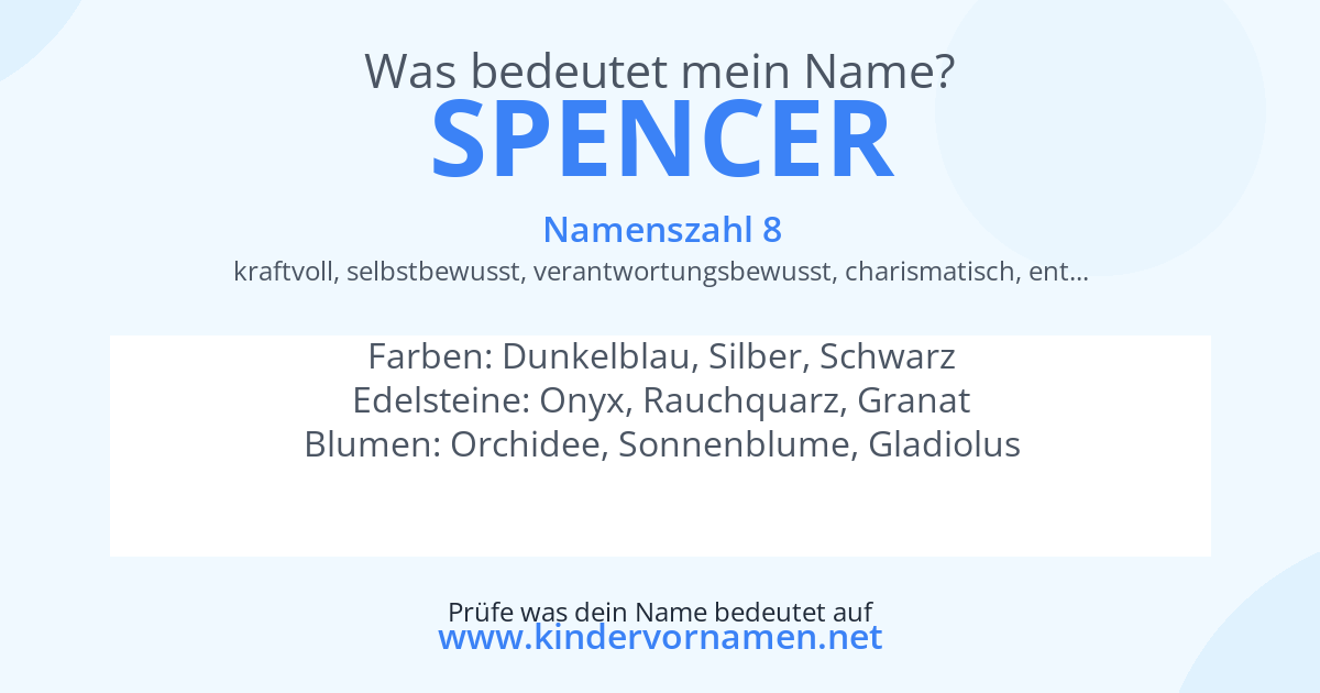 Was bedeutet der Name Spencer?