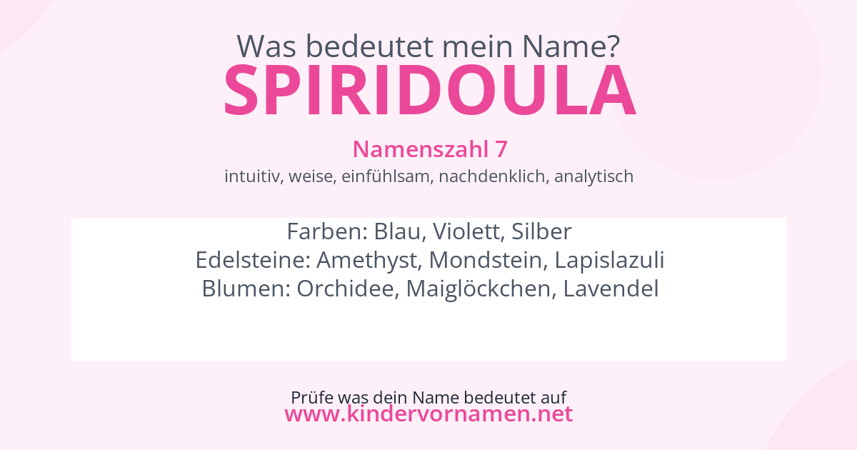 Was bedeutet der Name Spiridoula?