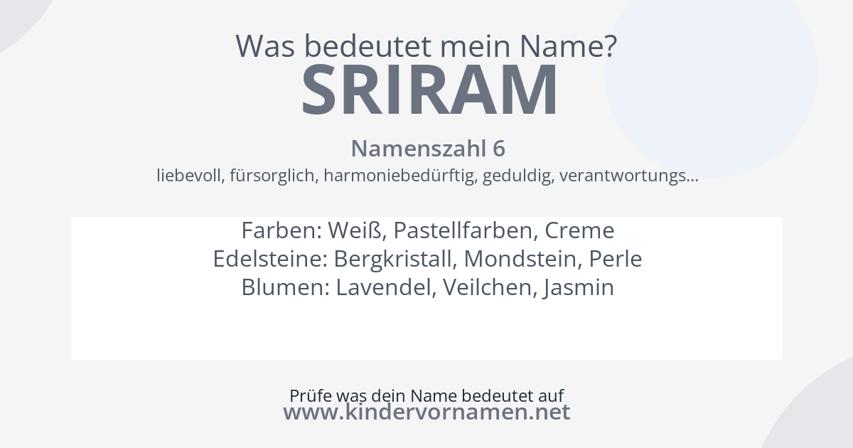 Was bedeutet der Name Sriram?