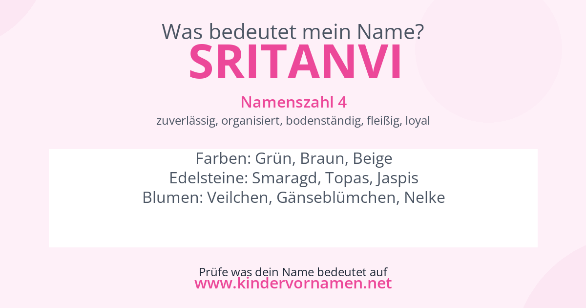 Was bedeutet der Name Sritanvi?