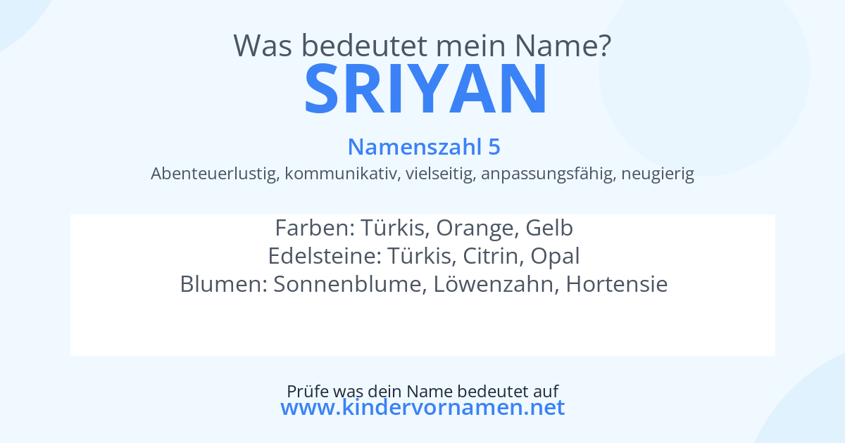 Was bedeutet der Name Sriyan?