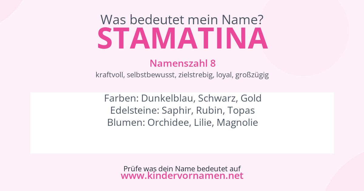 Was bedeutet der Name Stamatina?