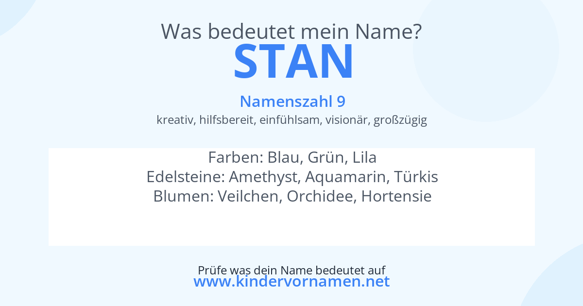 Was bedeutet der Name Stan?