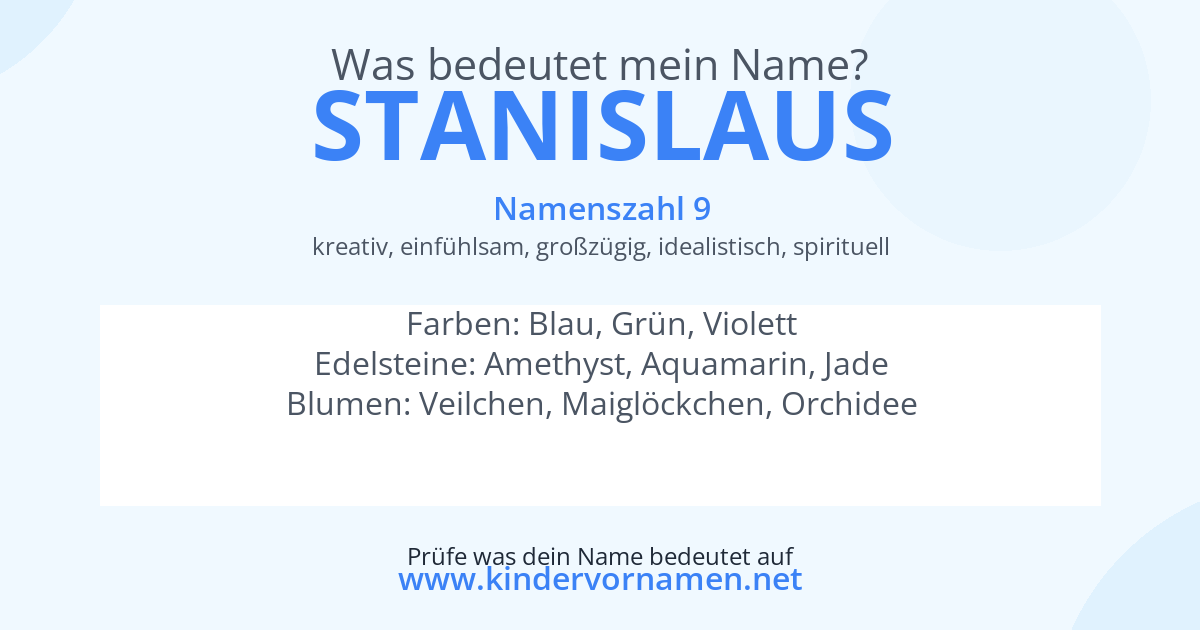 Was bedeutet der Name Stanislaus?