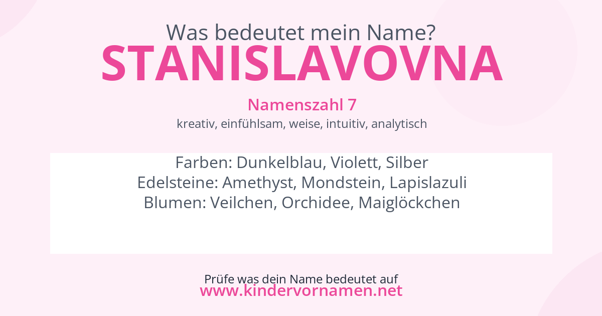 Was bedeutet der Name Stanislavovna?