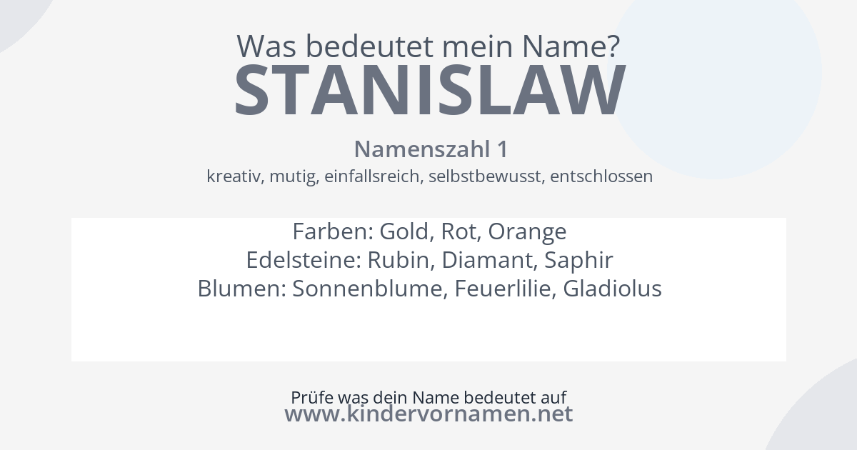 Was bedeutet der Name Stanislaw?