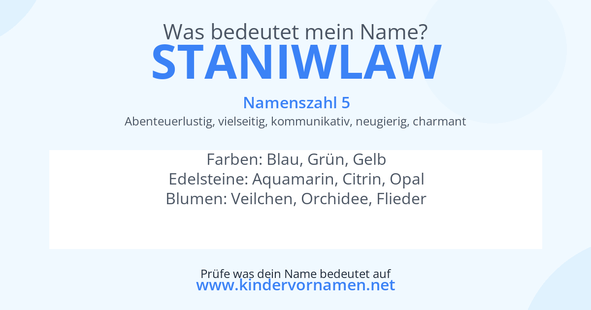 Was bedeutet der Name Staniwlaw?