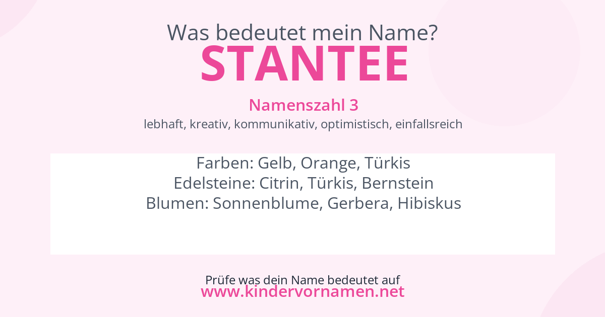 Was bedeutet der Name Stantee?