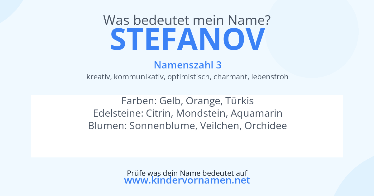 Was bedeutet der Name Stefanov?