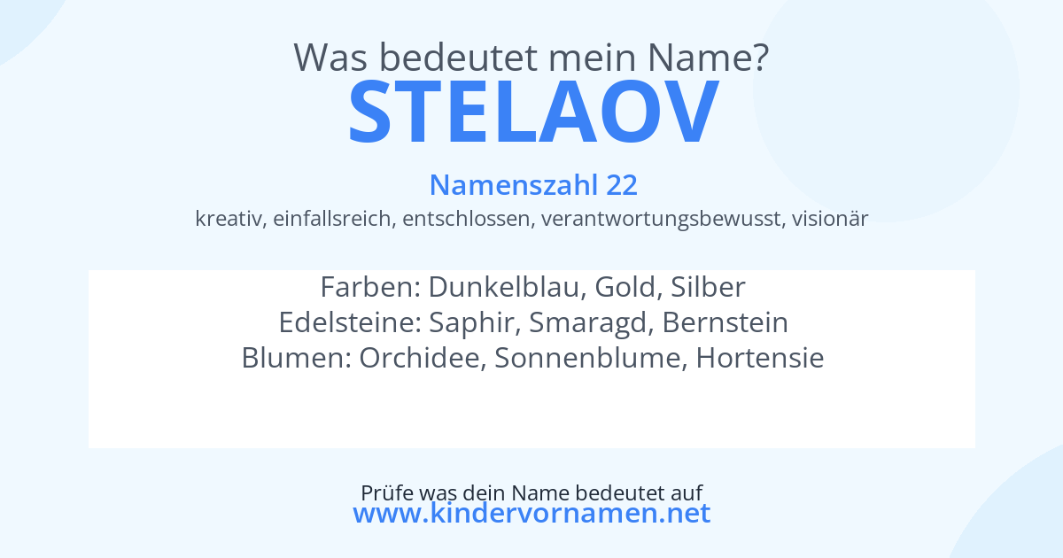 Was bedeutet der Name Stelaov?