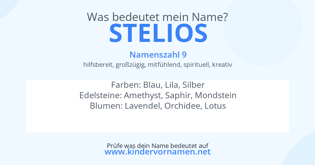 Was bedeutet der Name Stelios?