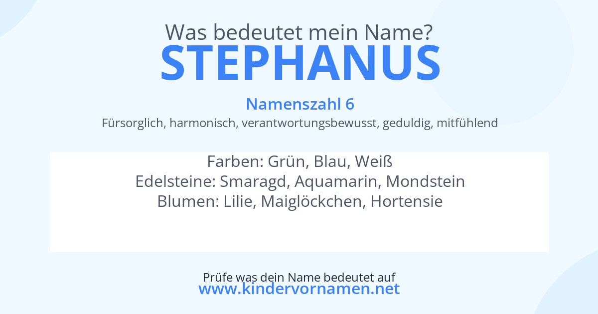 Was bedeutet der Name Stephanus?