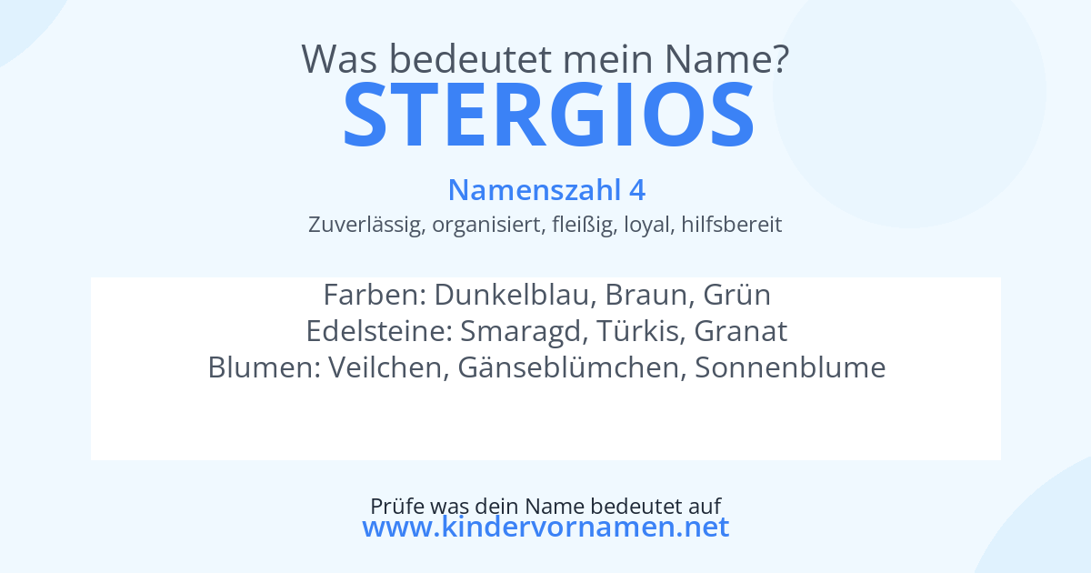 Was bedeutet der Name Stergios?