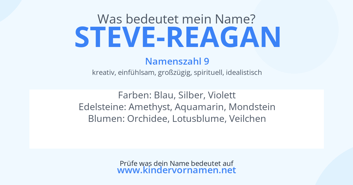 Was bedeutet der Name Steve-Reagan?