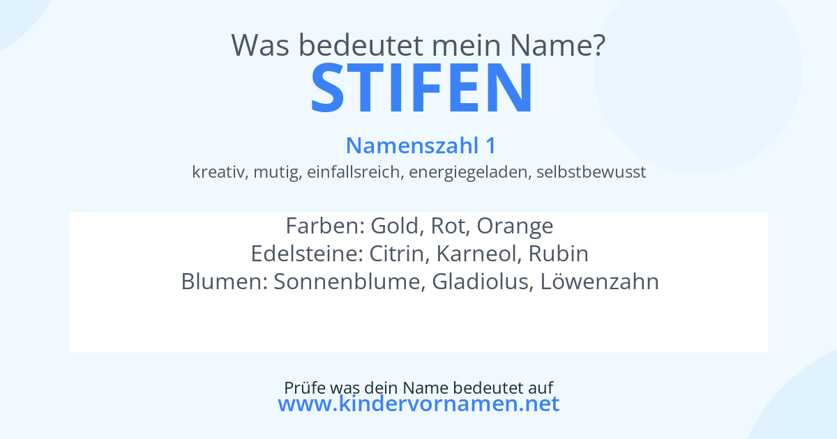 Was bedeutet der Name Stifen?
