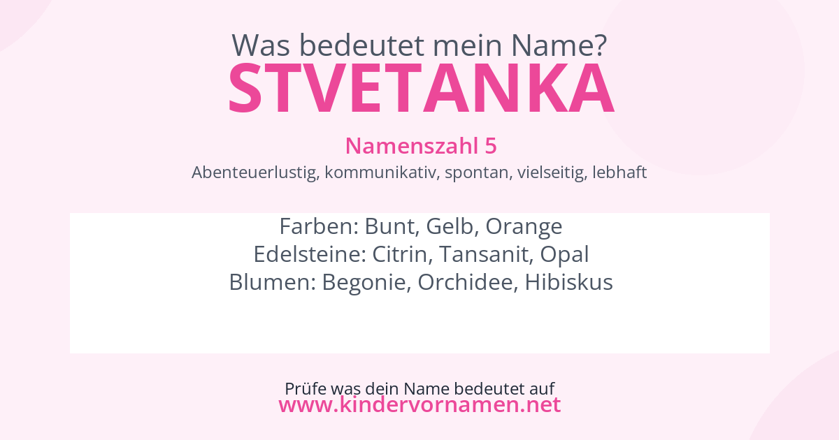 Was bedeutet der Name Stvetanka?