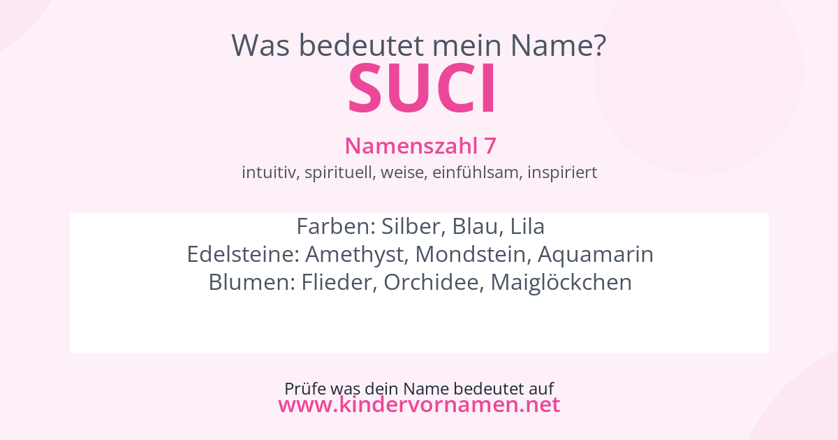 Was bedeutet der Name Suci?