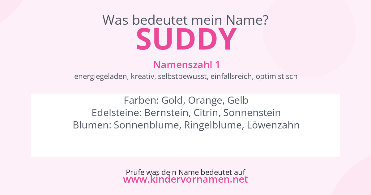 Was bedeutet der Name Suddy?