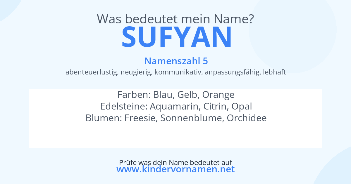 Was bedeutet der Name Sufyan?