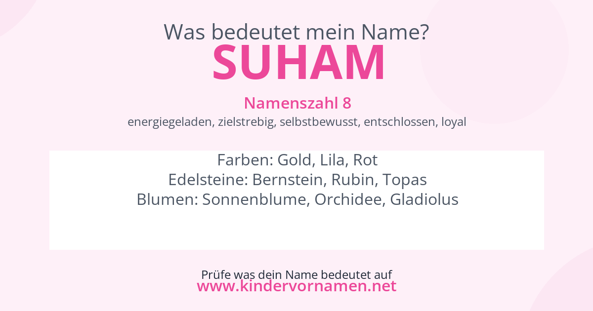 Was bedeutet der Name Suham?