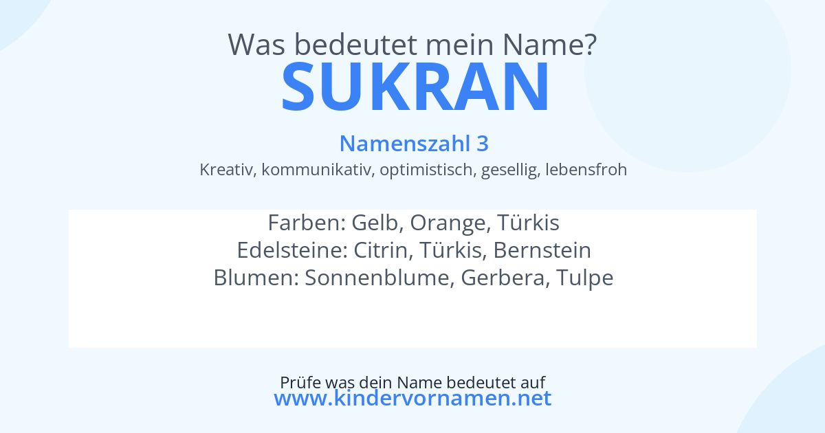 Was bedeutet der Name Sukran?