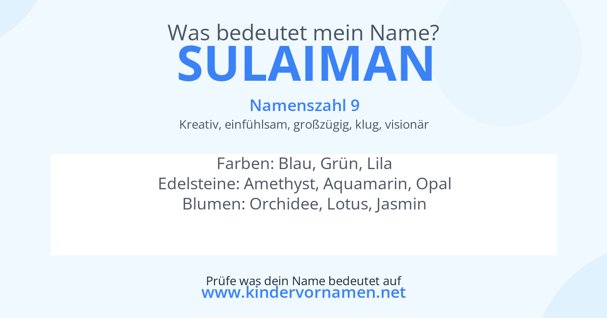 Was bedeutet der Name Sulaiman?