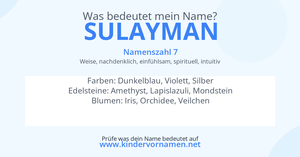 Was bedeutet der Name Sulayman?