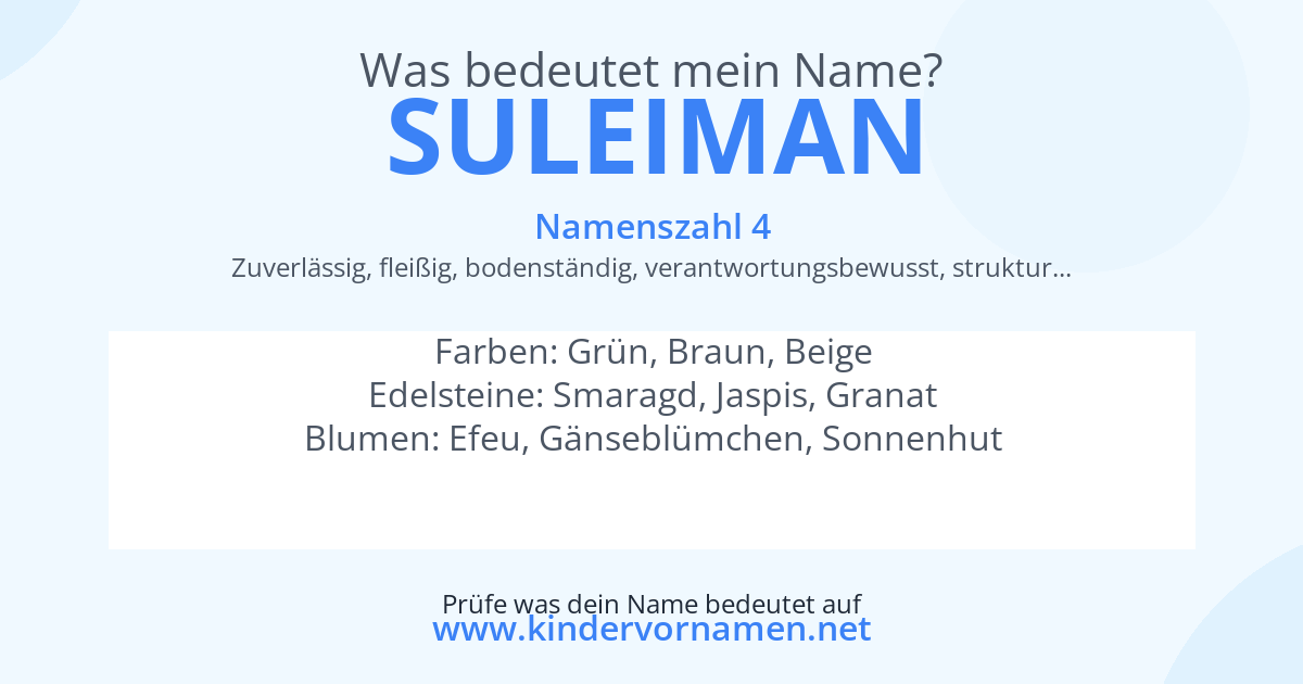 Was bedeutet der Name Suleiman?