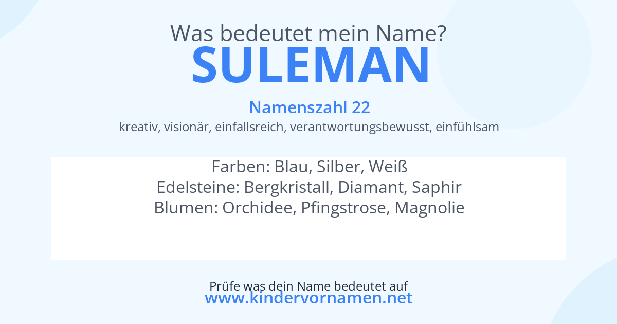 Was bedeutet der Name Suleman?