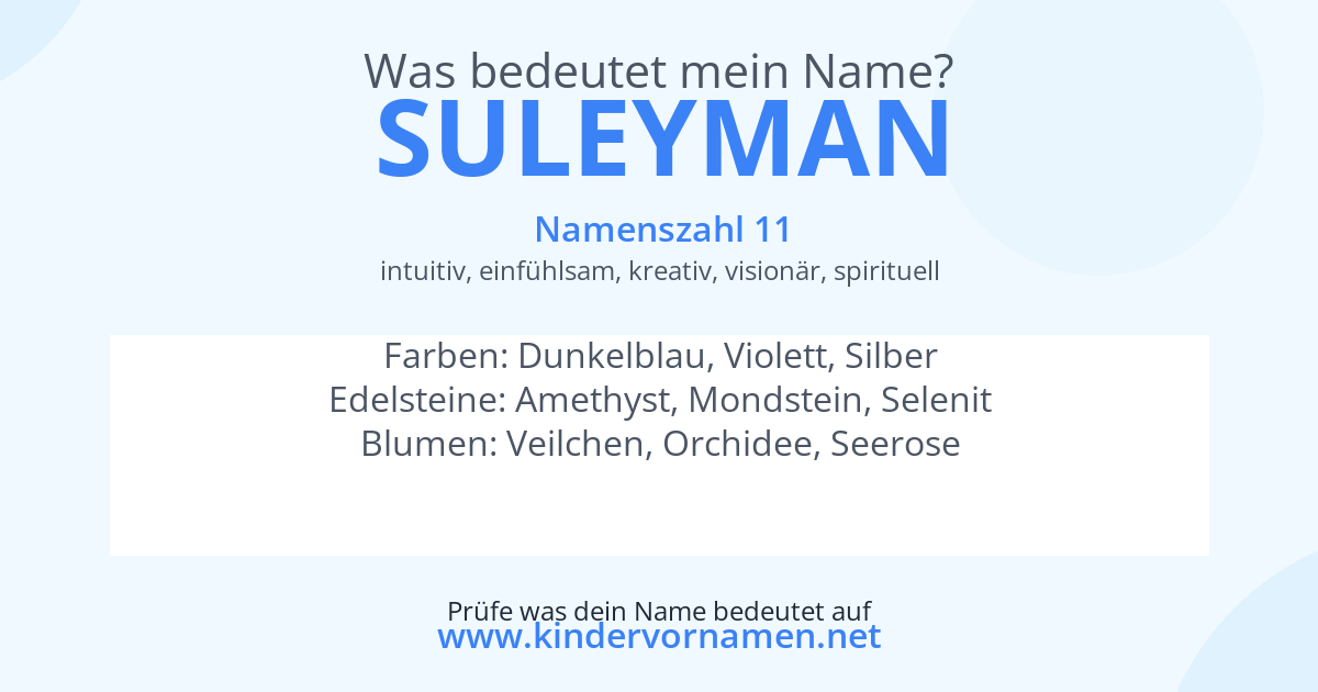 Was bedeutet der Name Suleyman?
