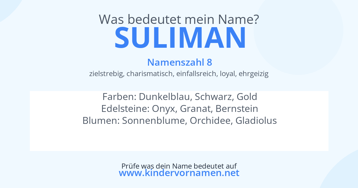 Was bedeutet der Name Suliman?