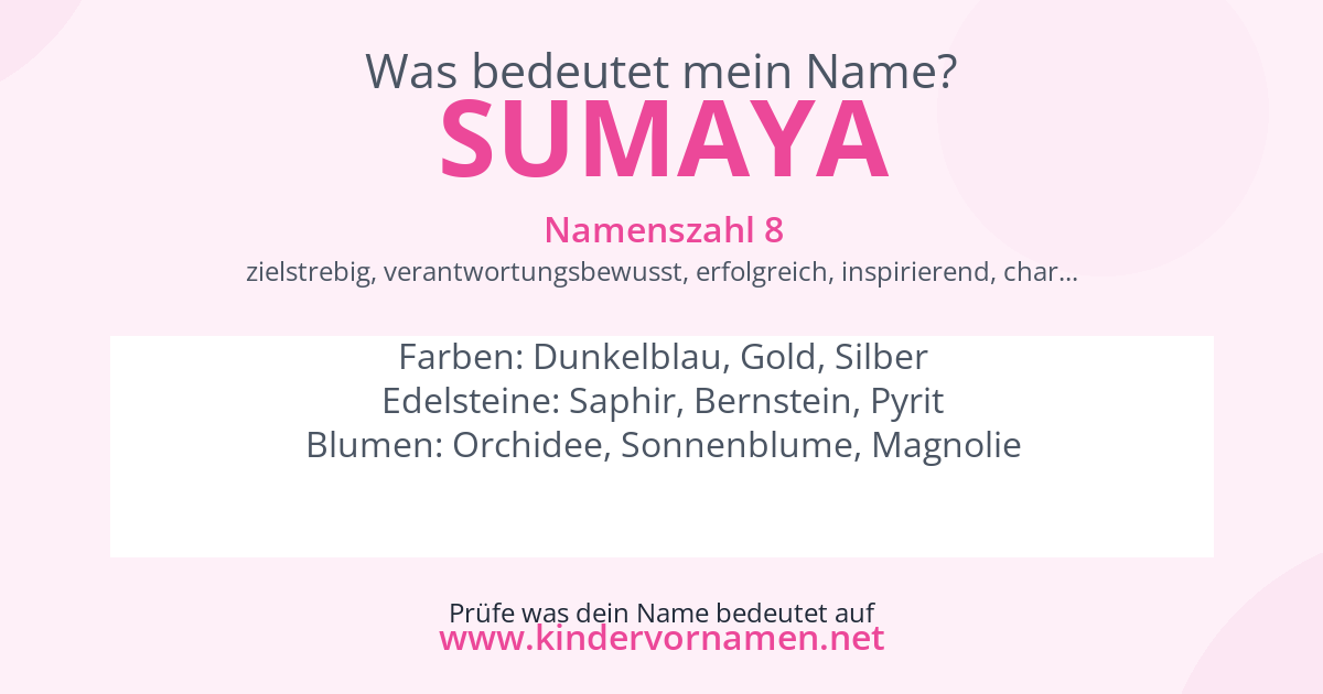 Was bedeutet der Name Sumaya?