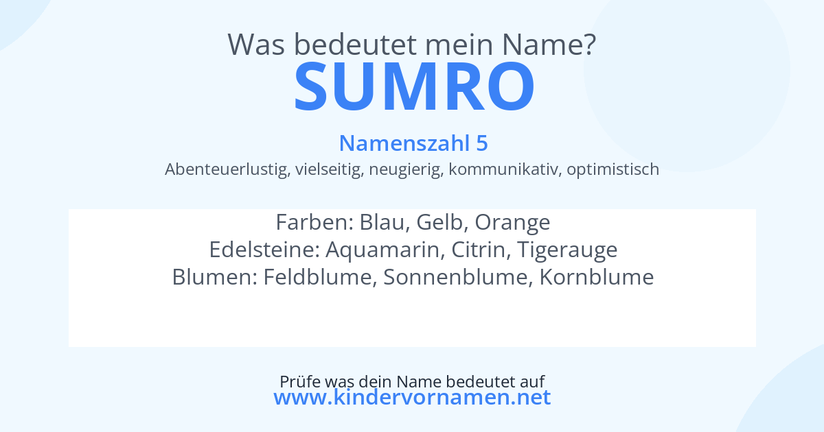 Was bedeutet der Name Sumro?