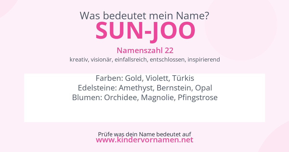 Was bedeutet der Name Sun-Joo?