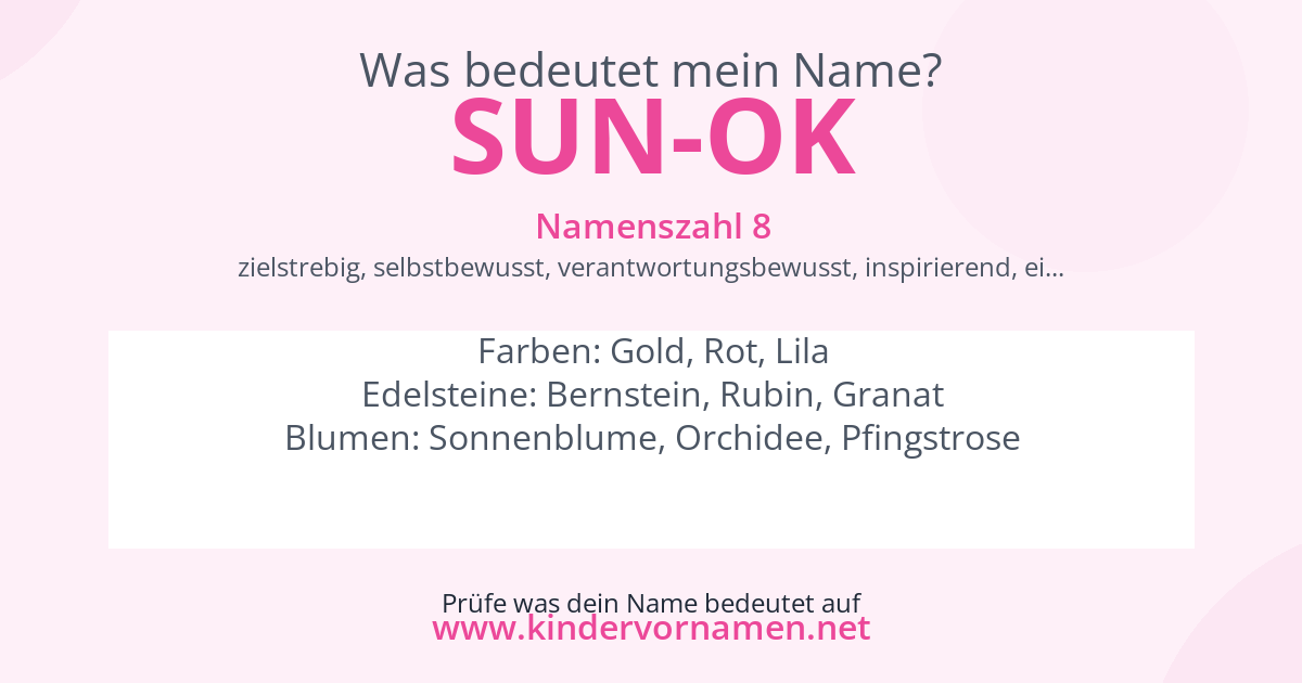 Was bedeutet der Name Sun-Ok?