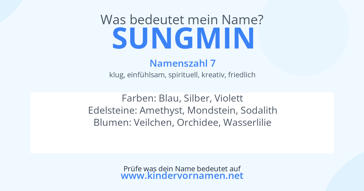 Was bedeutet der Name Sungmin?