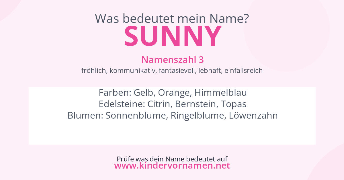 Was bedeutet der Name Sunny?