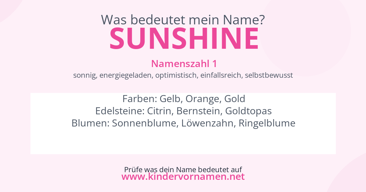 Was bedeutet der Name Sunshine?