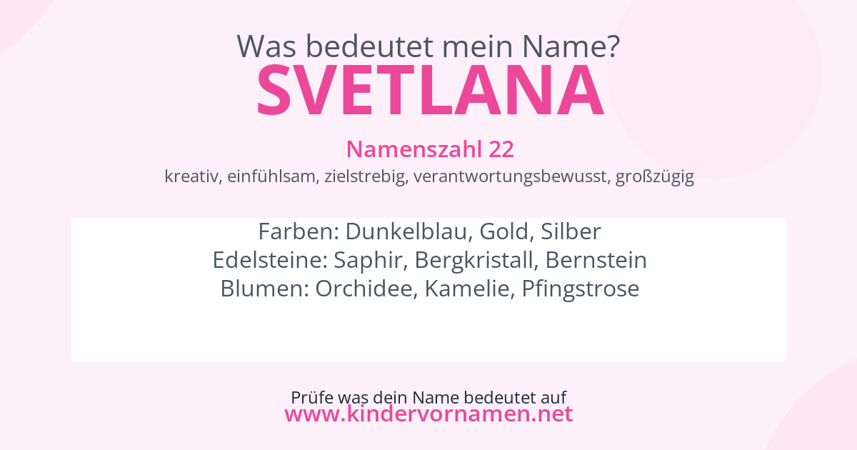 Was bedeutet der Name Svetlana?