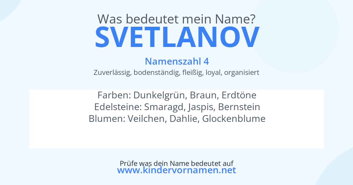 Was bedeutet der Name Svetlanov?