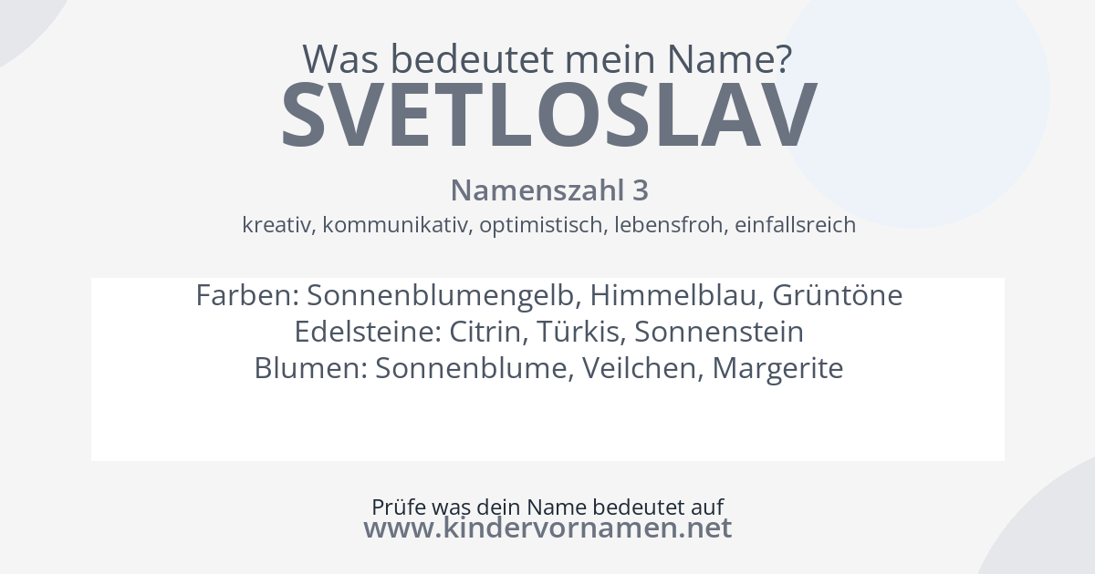 Was bedeutet der Name Svetloslav?