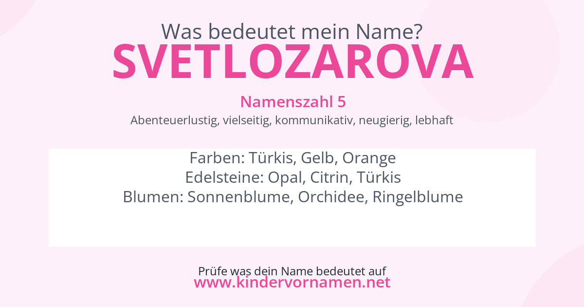 Was bedeutet der Name Svetlozarova?