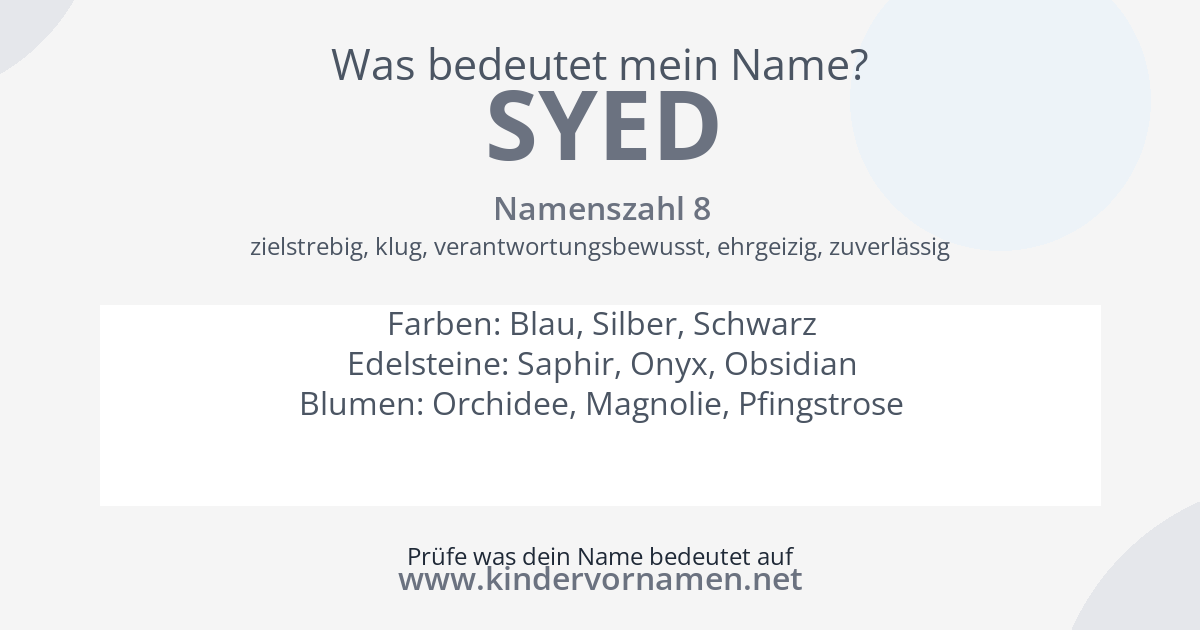 Was bedeutet der Name Syed?