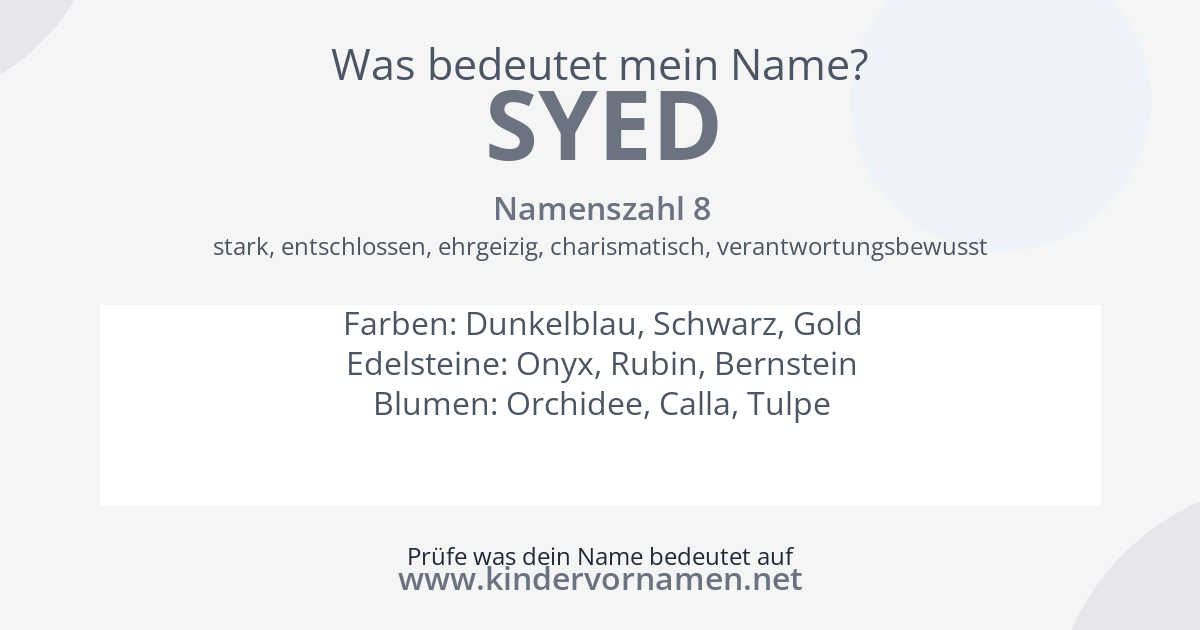 Was bedeutet der Name Syed?