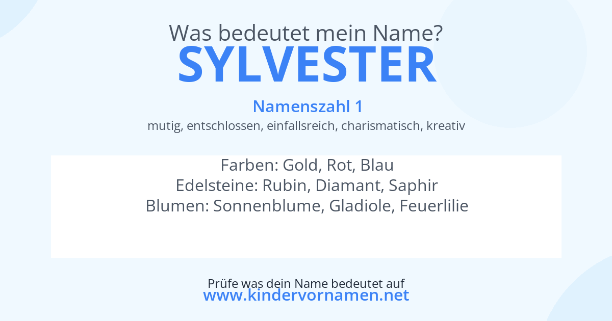 Was bedeutet der Name Sylvester?