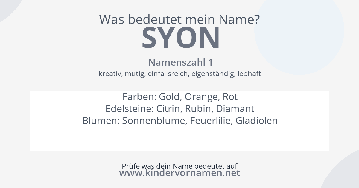 Was bedeutet der Name Syon?