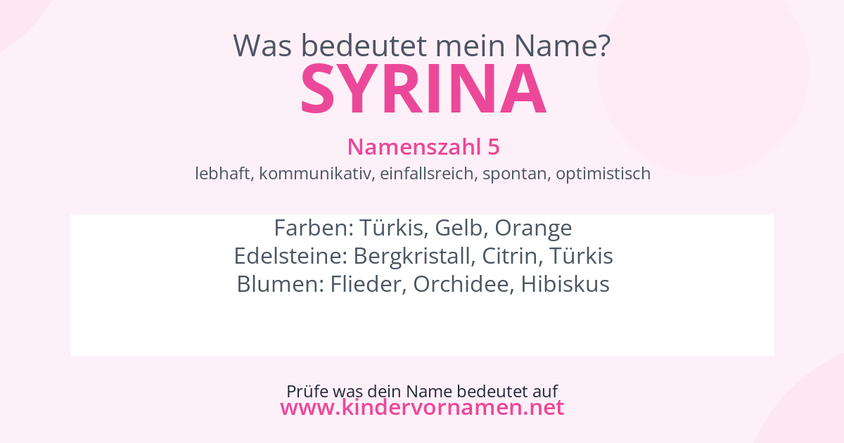 Was bedeutet der Name Syrina?