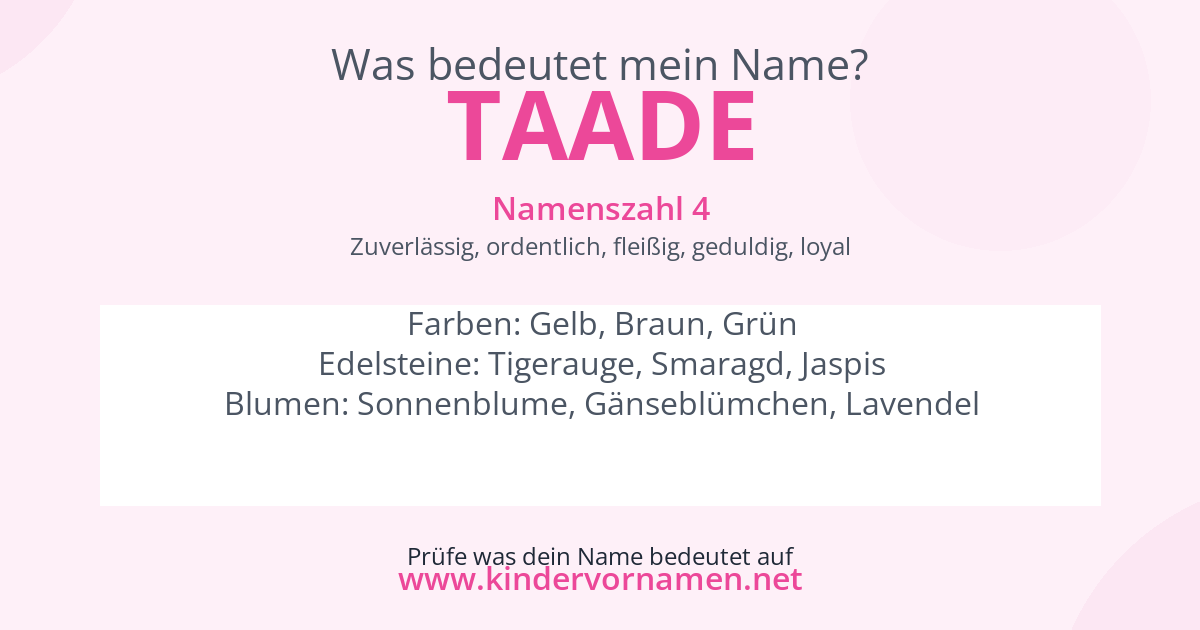 Was bedeutet der Name Taade?